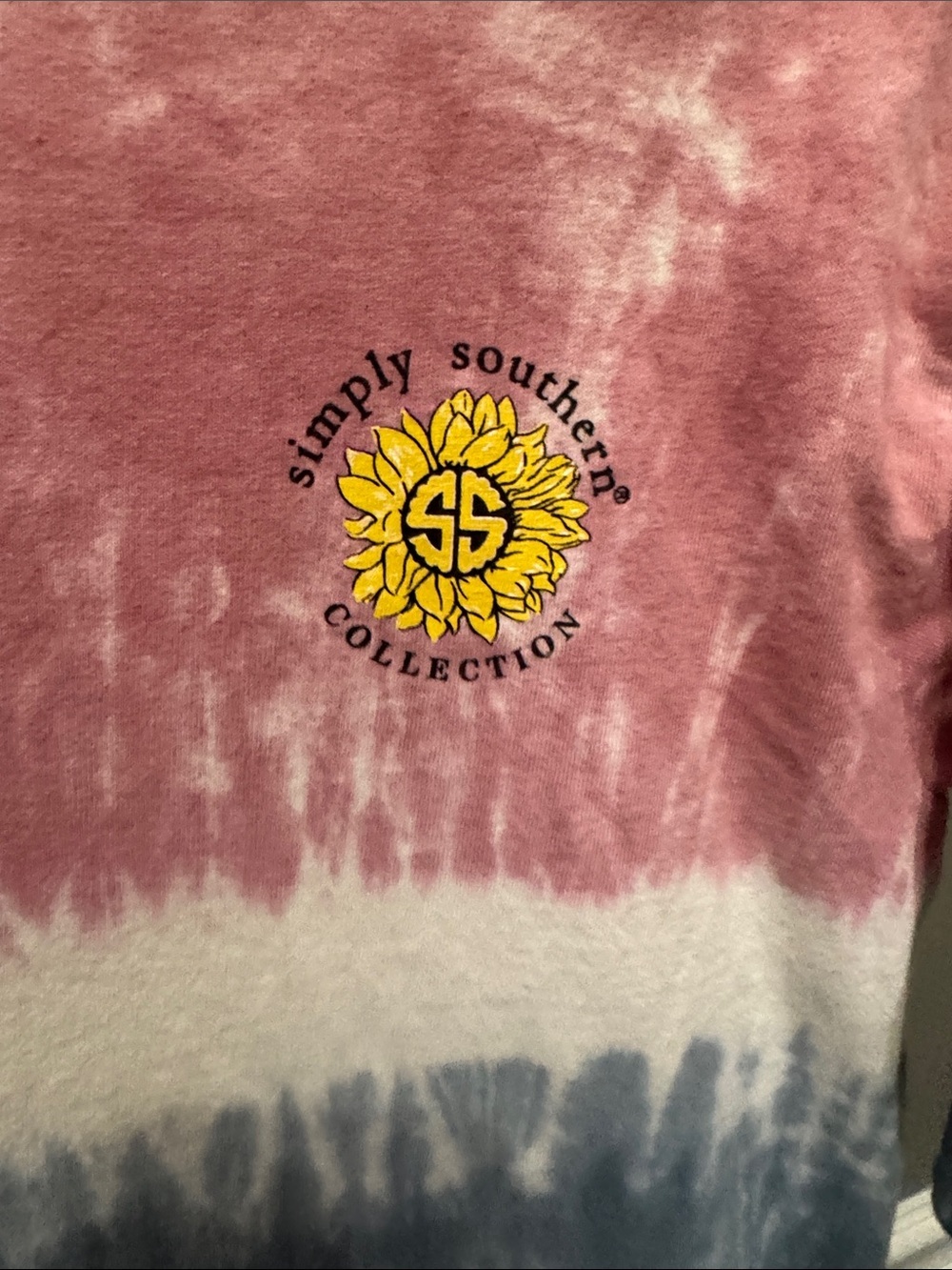 Simply Southern Pink, White & Blue Tie-Dye Long Sleeve Tee M Carpe Diem - Picture 3 of 6